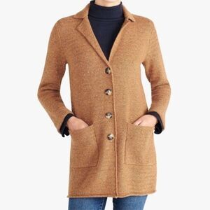 J. Crew Mercantile MEDIUM Brown Donegal Sweater Coat Cardigan Style K4757